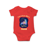 Cancer Cuddle Star Zodiac Printed Baby Romper - RED - New Born (Chest 14")