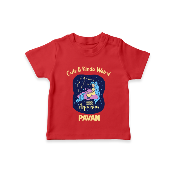 Cancer Cuddle Star Zodiac Printed Baby T shirt  - RED - 0-5 Months Old (Chest 17")