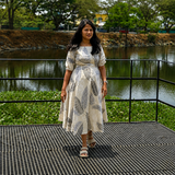 Ivory Botanical Leaf Print Maternity Dress– Elegant Everyday Comfort