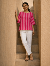 Candy Stripe Cotton Casual Top