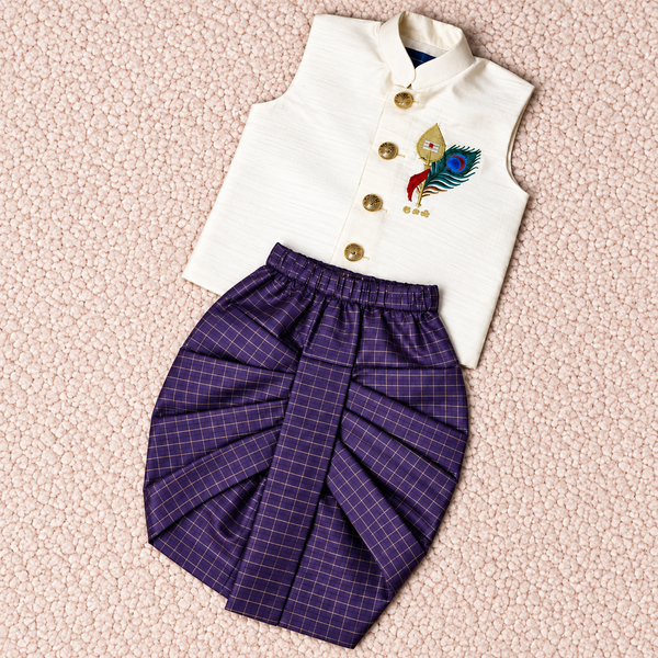 Royal Purple Embroidered Ethnic Dhoti Set