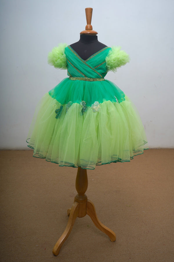 Aqua Green With Lime Green Baby Ball Gown