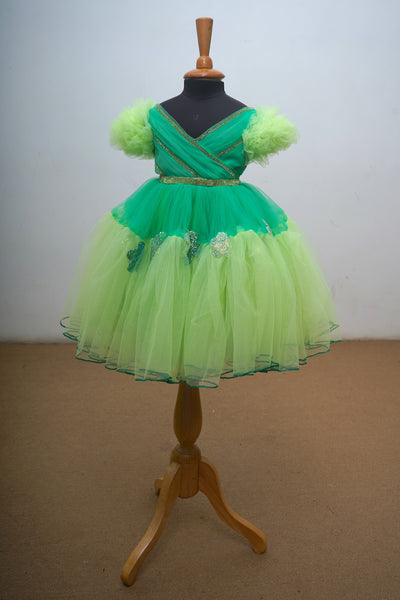 Aqua Green With Lime Green Baby Ball Gown