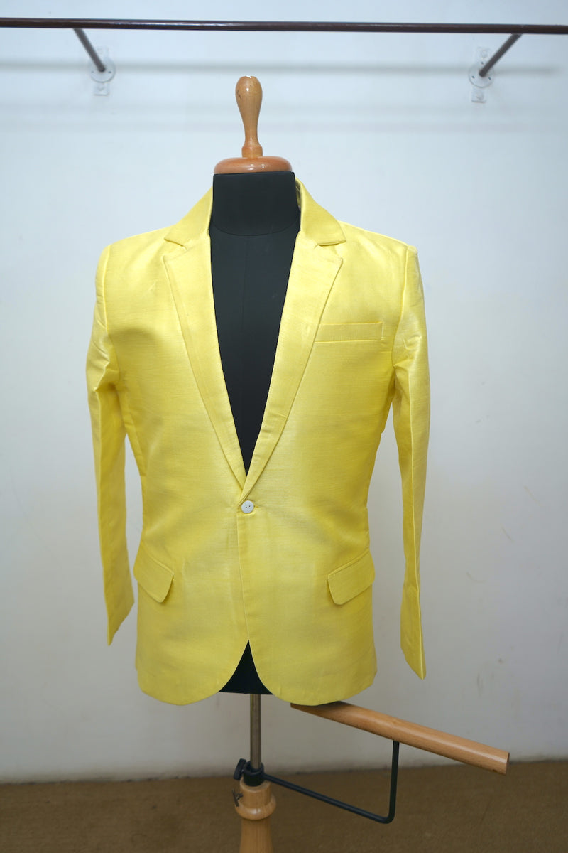 Yellow Raw Silk Dad Blazer