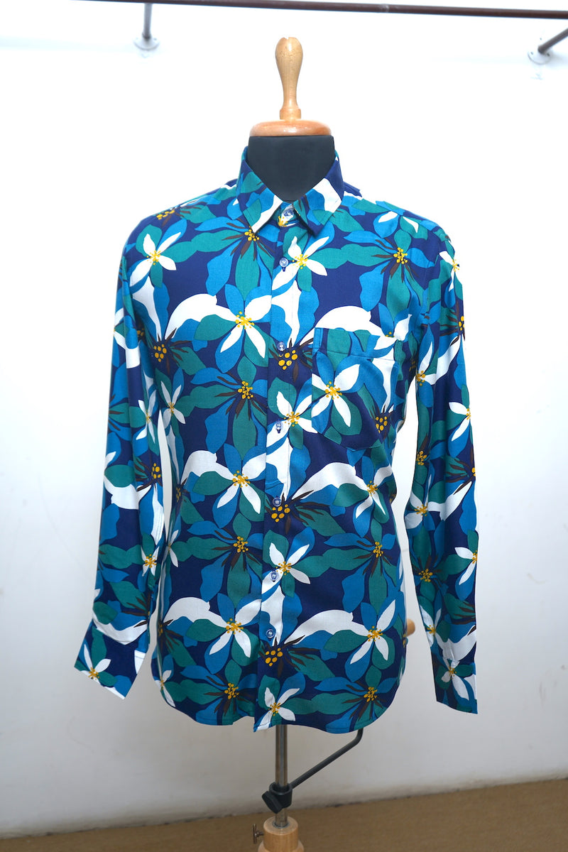 Peacock Blue Printed Cotton Combo