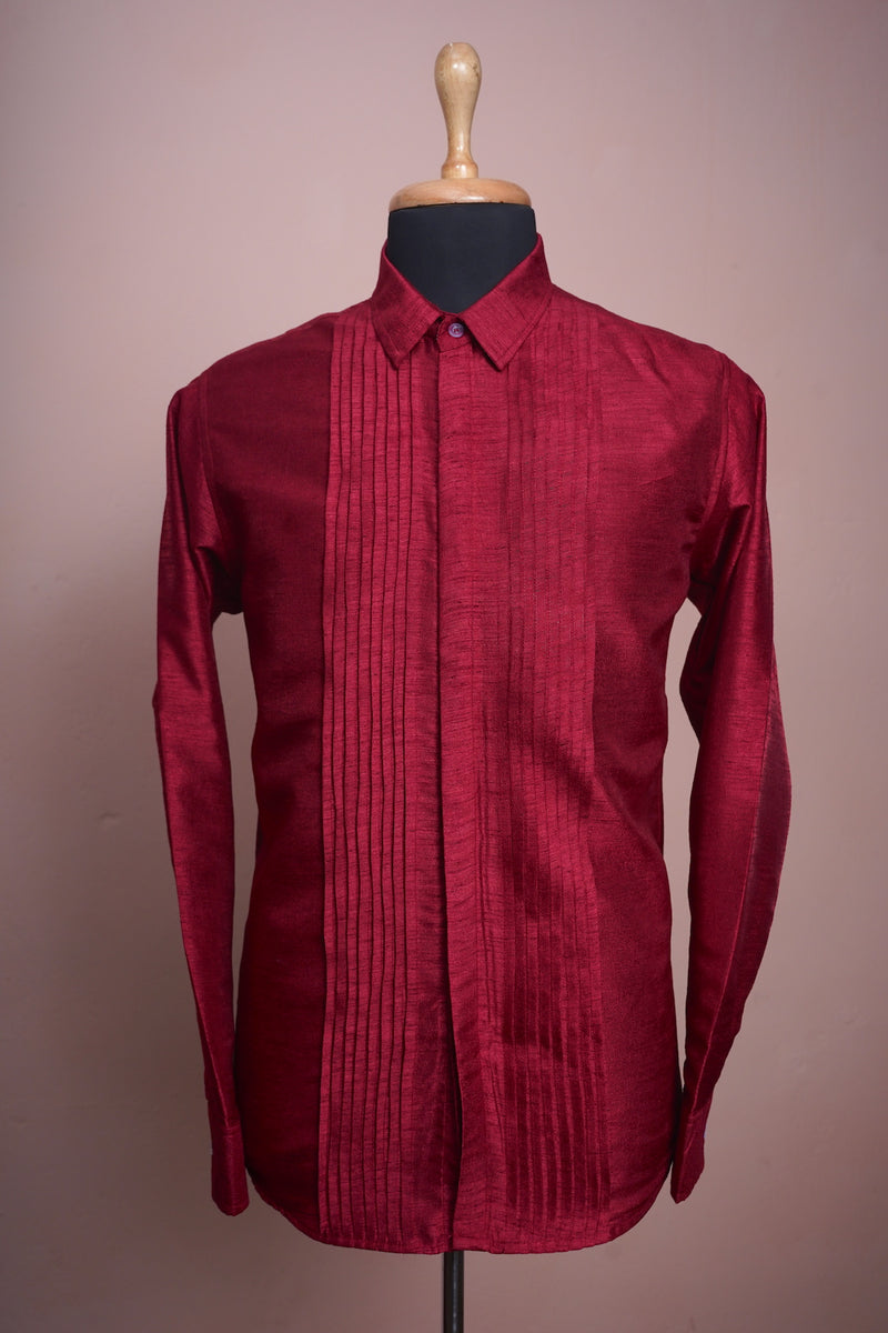 Red Wine Pleated Shirt