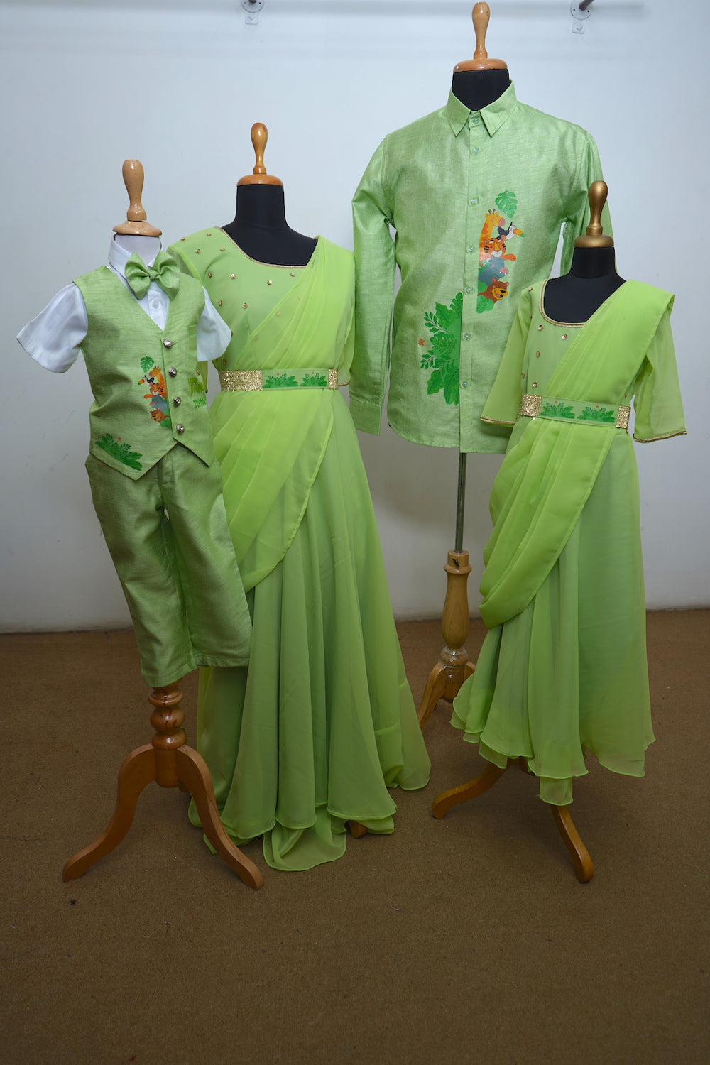 Green Jungle Safari Family Matching Outfit Set – Nature-Themed Wear by Anveshana – Anveshana Clothing