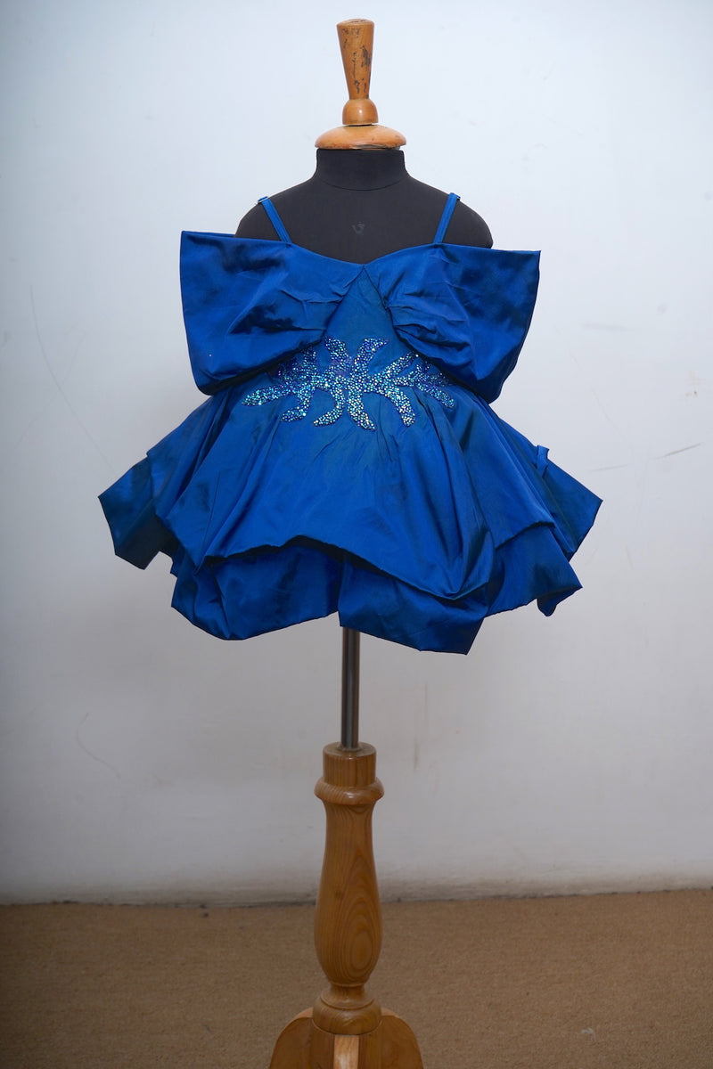 Cobalt Blue Half Shoulder Baby Dress