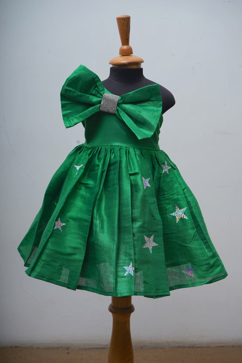 Emerald Baby Dress With Foil Stars