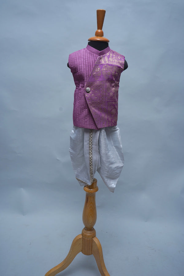 Lavender With White Raw Silk Kid suit