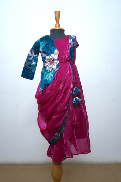 Magenta Indo Western Jimmy Chu Kid Drapery