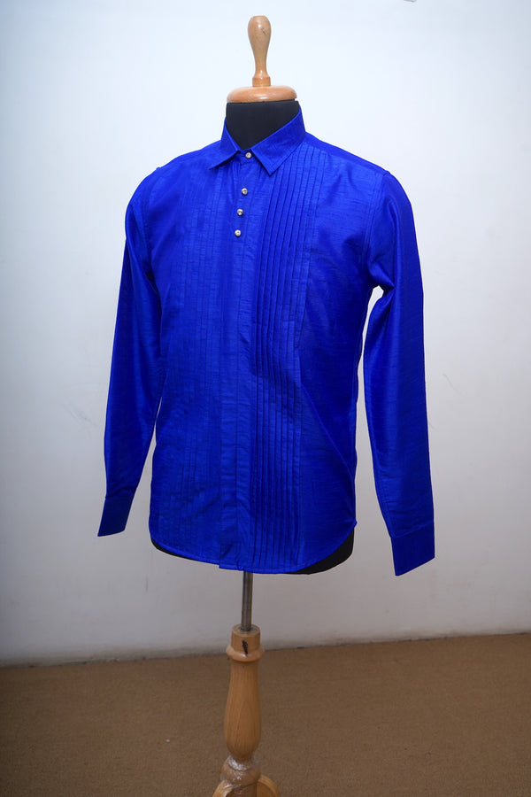 Traditional Royal Blue Pleated Shirt