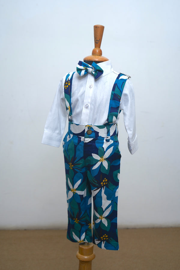 Peacock Blue Printed Cotton Son Combo