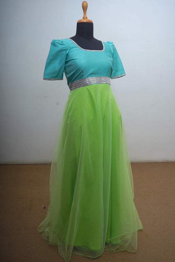 Aqua Green With Lime Green Mom Reception Dress