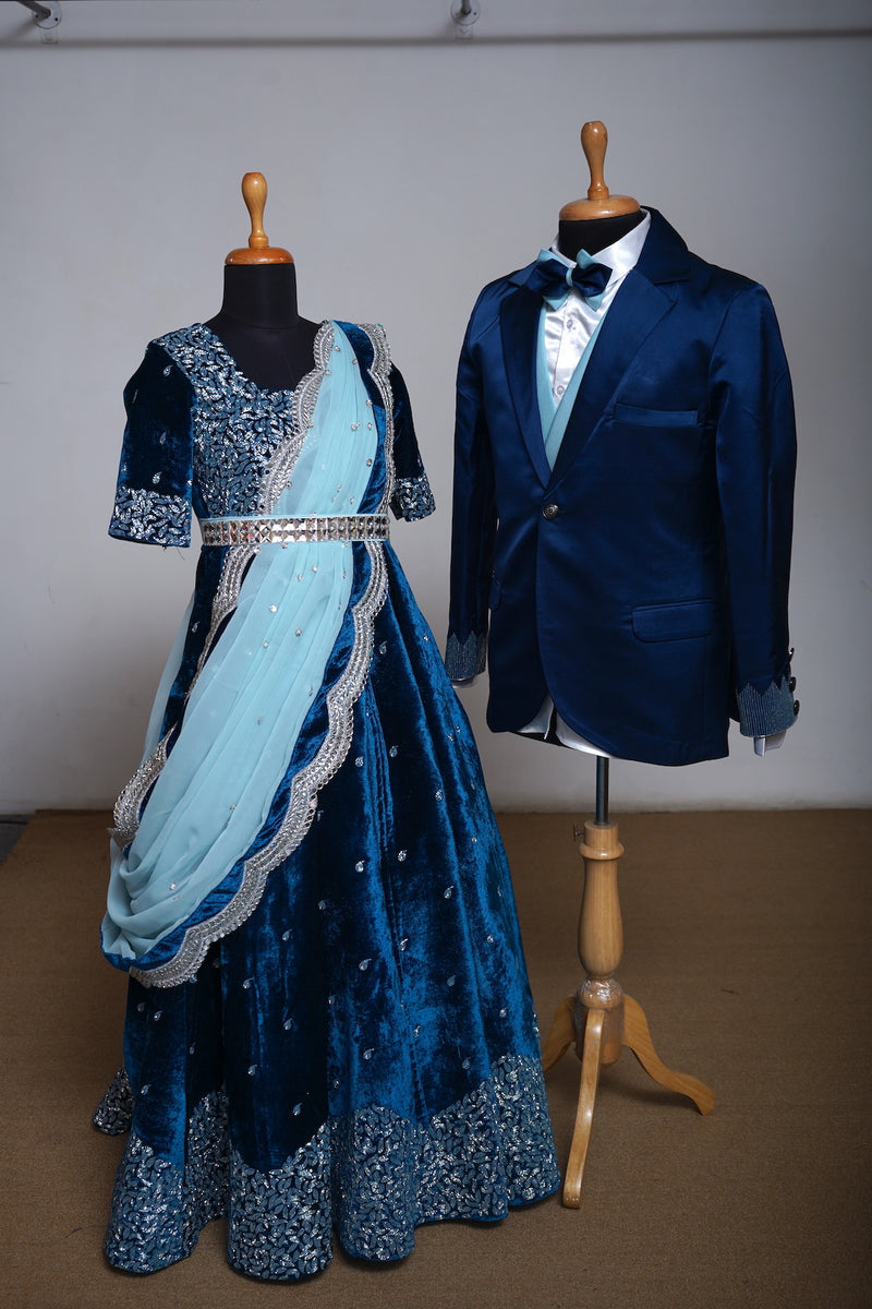 Peacock Blue With Sky Blue Emphasised Bridal Combo