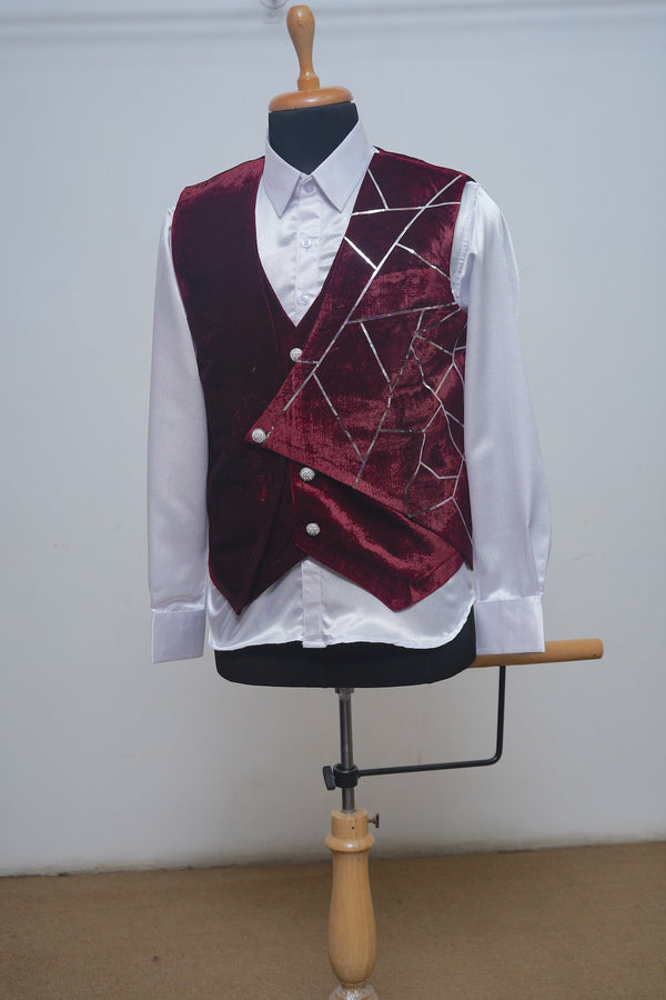 Red Wine Dad Velvet Waist Coat