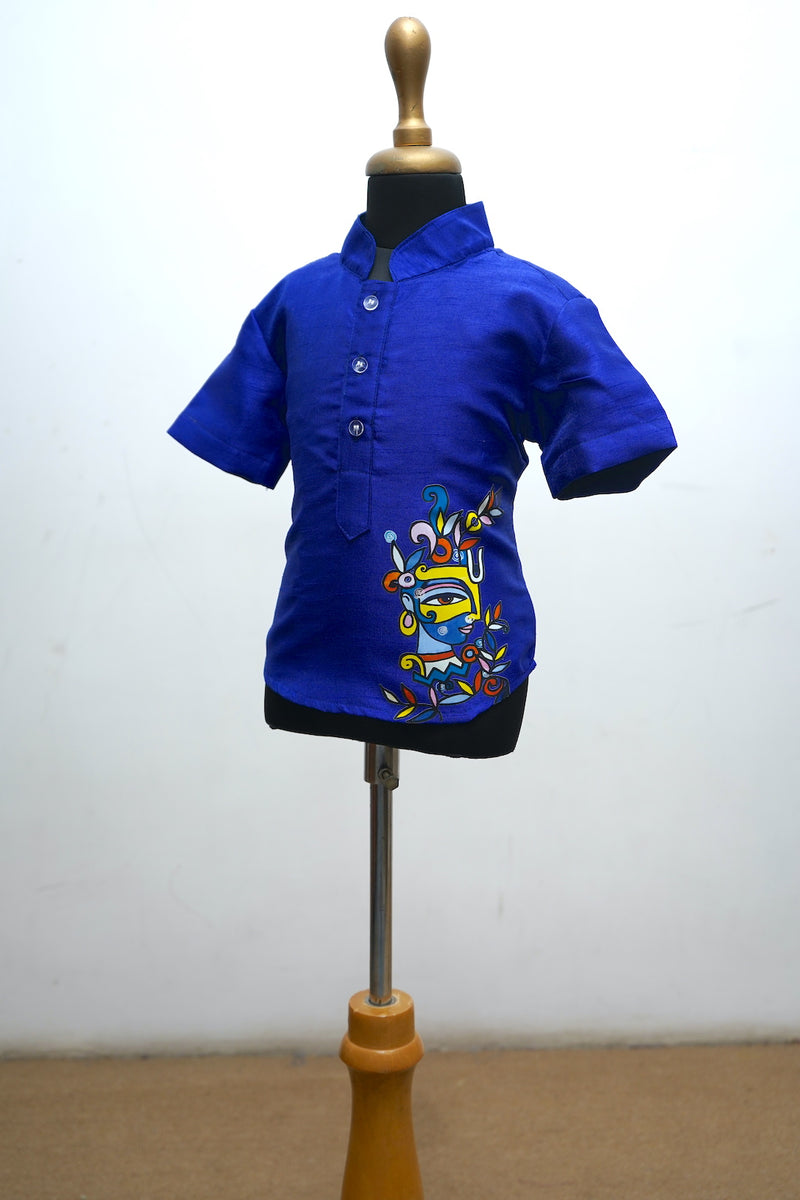 Royal Blue Shirt with Abstract Print For Kid