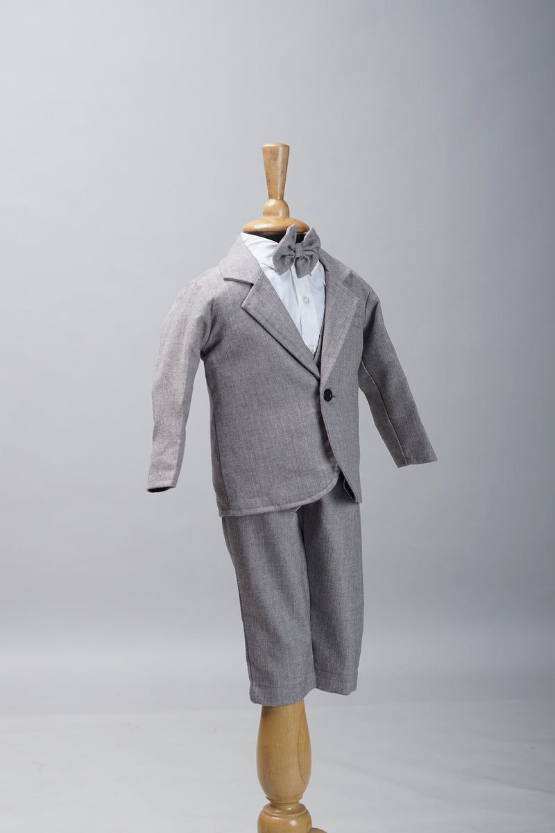 Grey Raw Silk Kid Suite Set