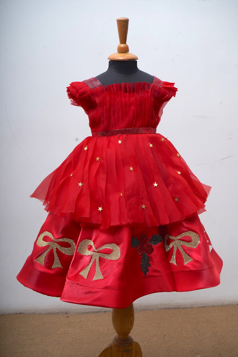 Red Baby Dress With Christmas Theme