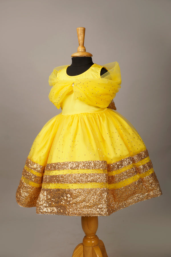 Yellow Party Wear Ball Gown