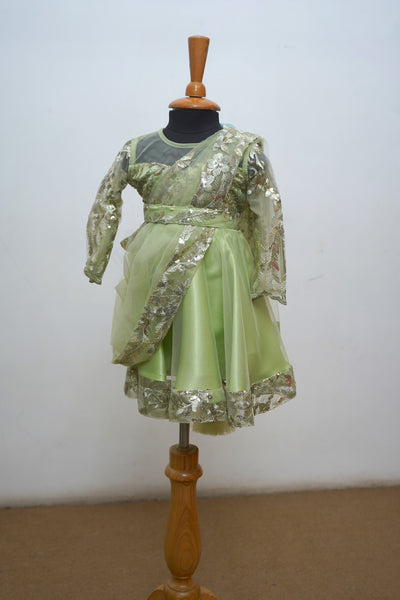 Pista Green traditional Half Saree For Baby Girl