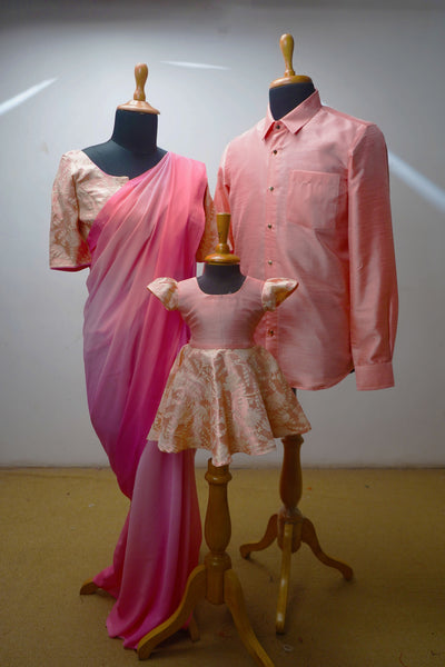 Matching Family Clothing Set in Blush Pink  Ethnic Outfit for Celebrations