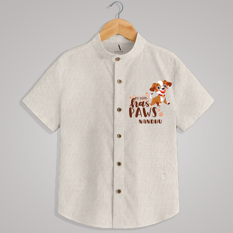 "MY HERO HAS PAWS" - Quirky Casual shirt with customised name