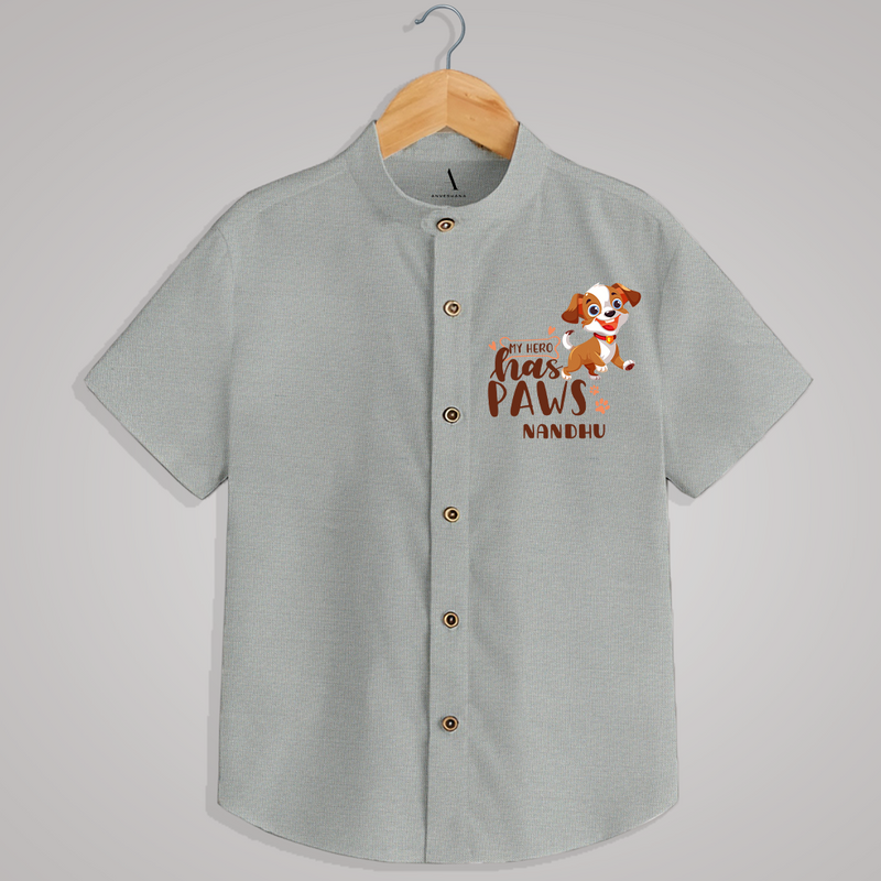 "MY HERO HAS PAWS" - Quirky Casual shirt with customised name