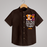 Brown Chinese Collared Button Shirt for kids 