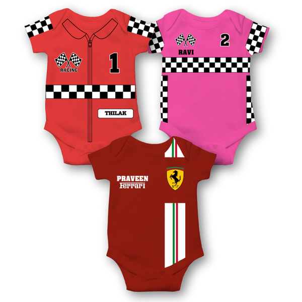 3 Piece Personalized Racing Rompers