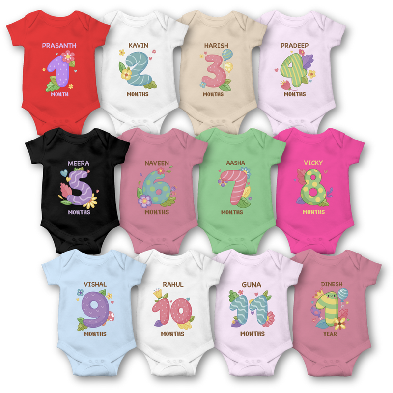 12-Month Baby Milestone Romper Pack