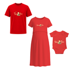 Personalized Bear Family Matching Black T-Shirt Set for Dad, Mom & Baby Red