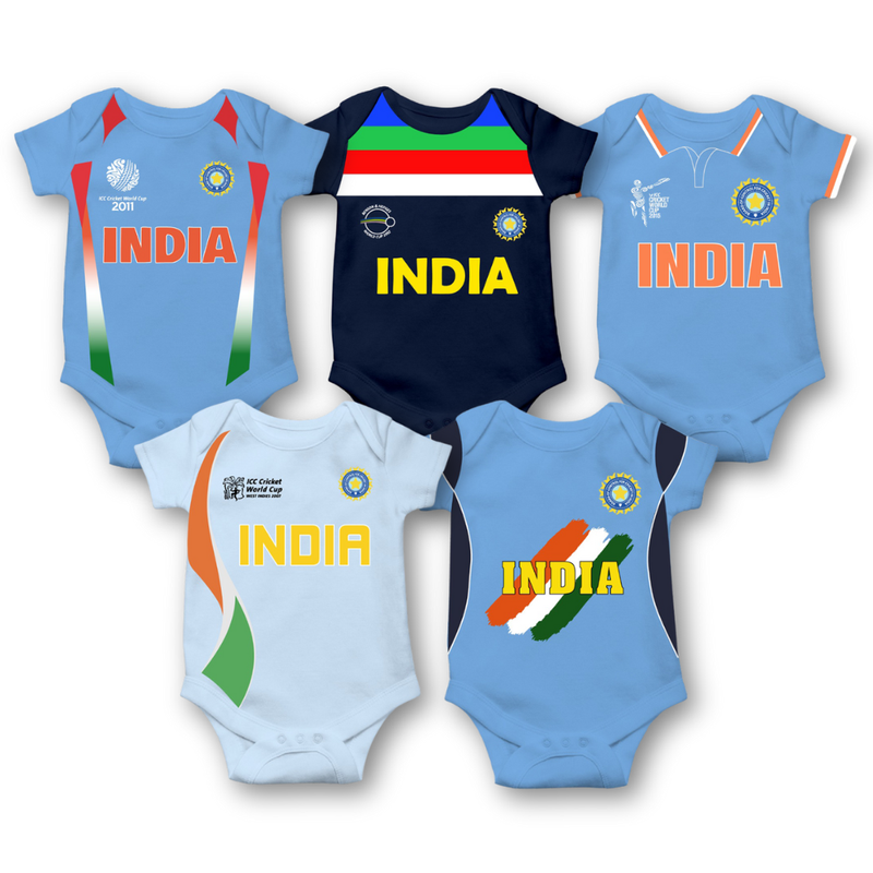 The Ultimate Indian Cricket Romper Collection - 5 in 1 Pack