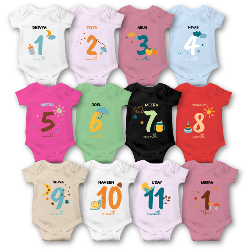 12-Month Baby Clothing Custom Romper Bundle for Gifting