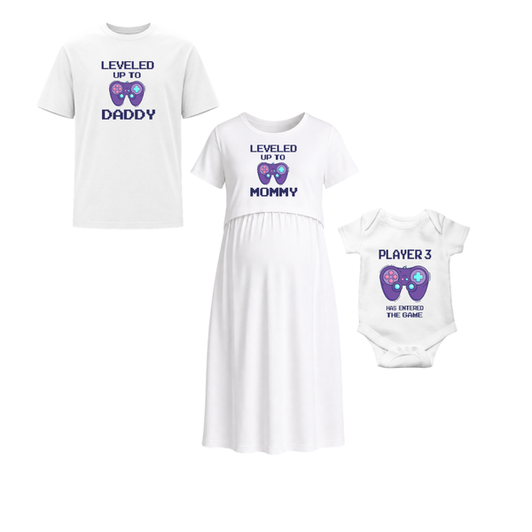 Player 3 Has Entered the Game – Mommy, Daddy & Baby Family Combo
