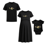 Personalized Bear Family Matching Black T-Shirt Set for Dad, Mom & Baby Black