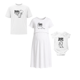 Dinosaur Family Personalized Dad Mama Baby Combo T-Shirt Set White
