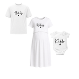 Hubby Wifey Kiddo Personalized Family Combo T-Shirt Set White