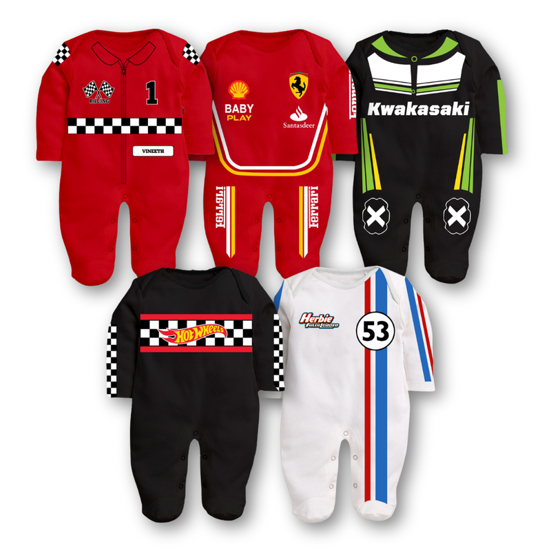 5-Piece Baby Racing Sleepsuit Bundle