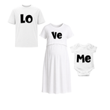 Love Family Matching White T-Shirt & Baby Romper Set  Dad Mom Baby Combo White