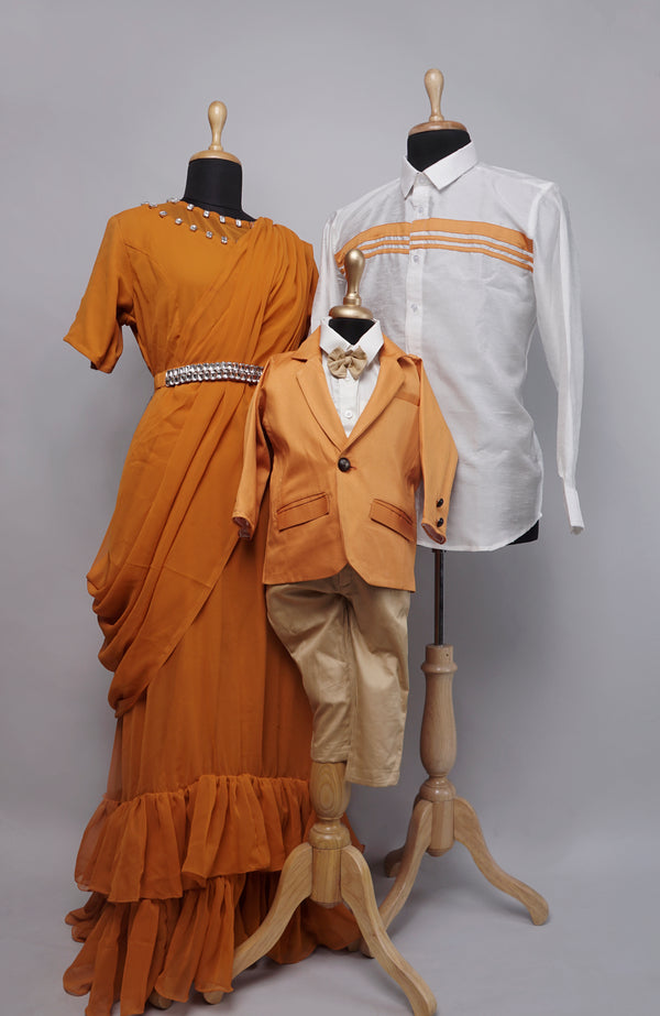 Orange with White  Family Combo Matching Set