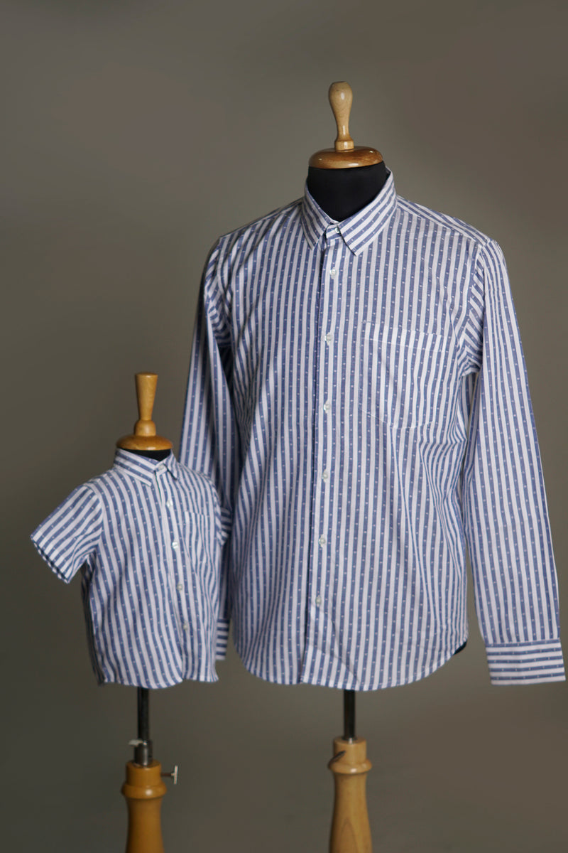 Blue Striped Dad & Son Combo Matching Set