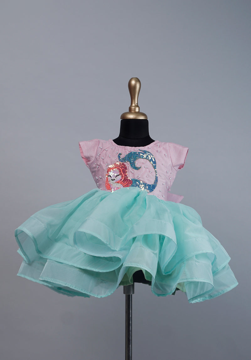 Mermaid Seqin Embroidered Kid Birthday Dress