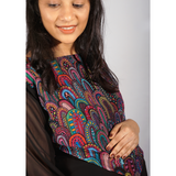 Black - Abstract Print Maternity Wear