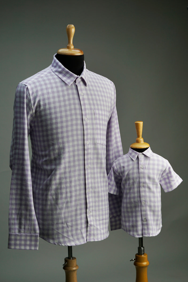 Purple Checked Dad &  Daughter Combo Matching Set