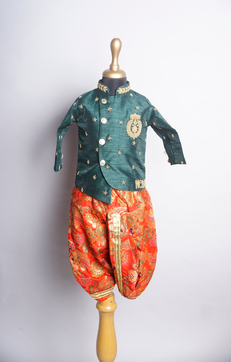 Rawsilk and Brocade with Speacial Embroidery work in Boy Kid Birthday Dress