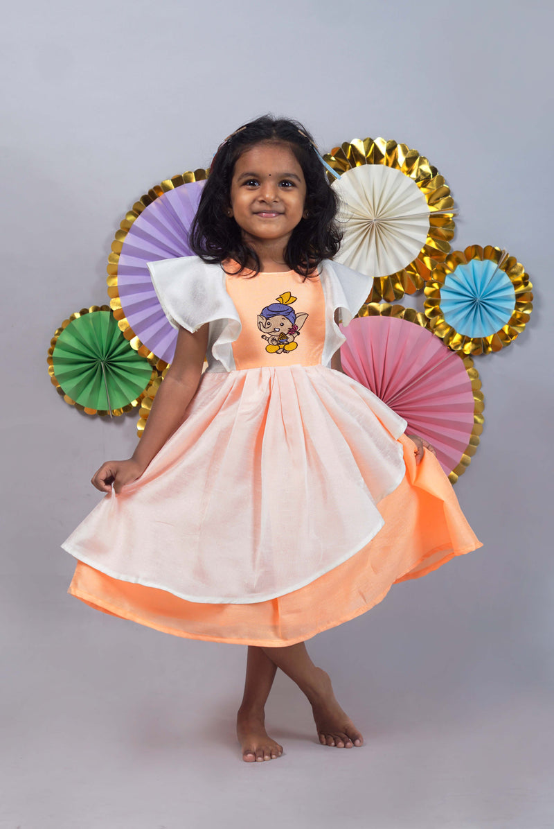 Vinayagar Embroidered Girl's Custom Made Dresses