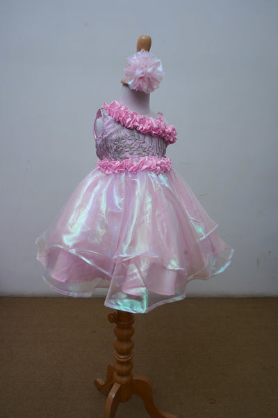 Pink Embroidered Glossy Party Gown