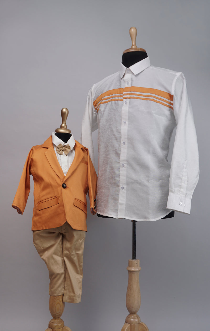 Orange with White Dad and Son Combo Matching Set