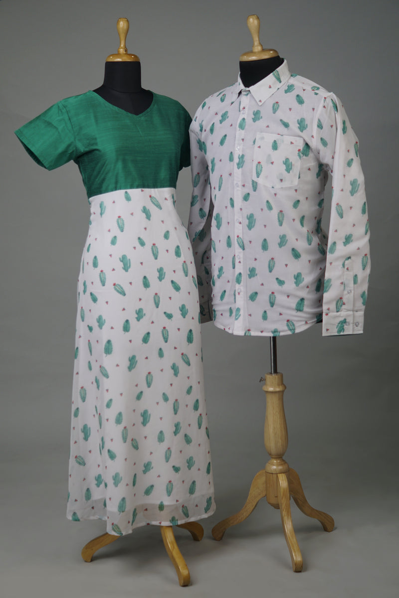 Cactus Georgette Couple Combo Matching Set
